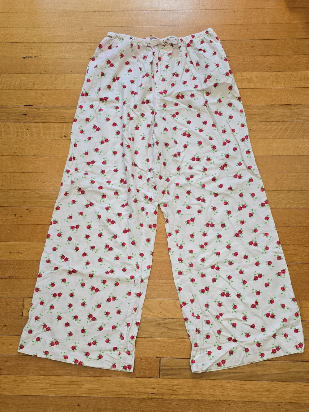 NWOT, Colsie, Floral Print Wide Leg Pajama Lounge Pants, Cream & Red, Women's S